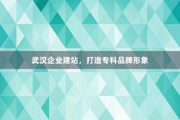 武汉企业建站，打造专科品牌形象